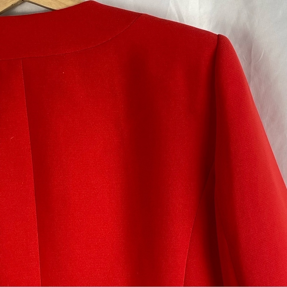 Kasper Size 8 Red Suit Blazer Jacket Open Front Separate Coat Women - Picture 15 of 16